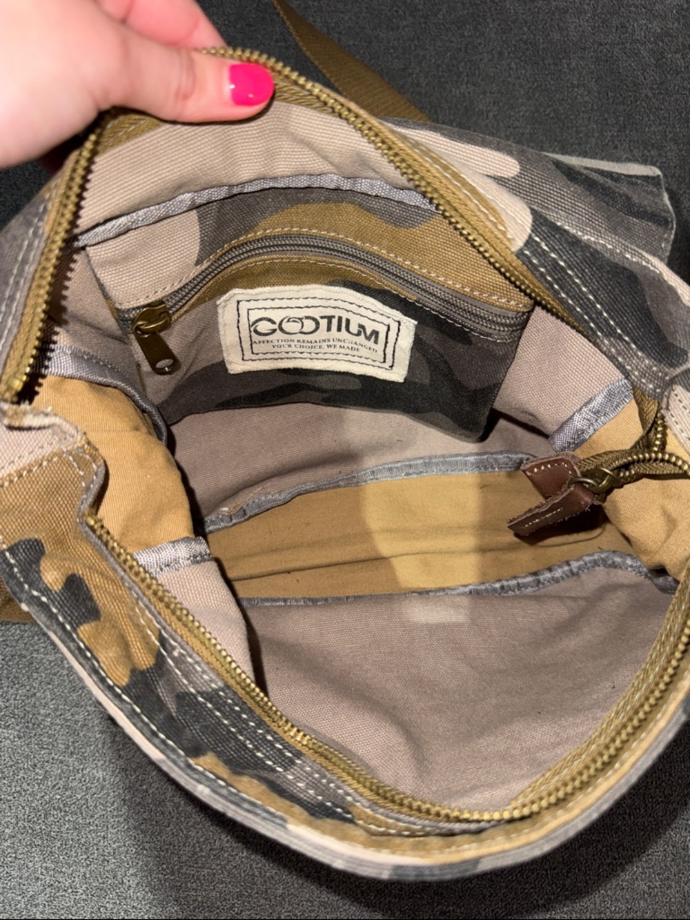 (NEW) Vintage Gootium Camouflage Canvas Messenger Bag - Olive/Brown - Picture 12 of 15